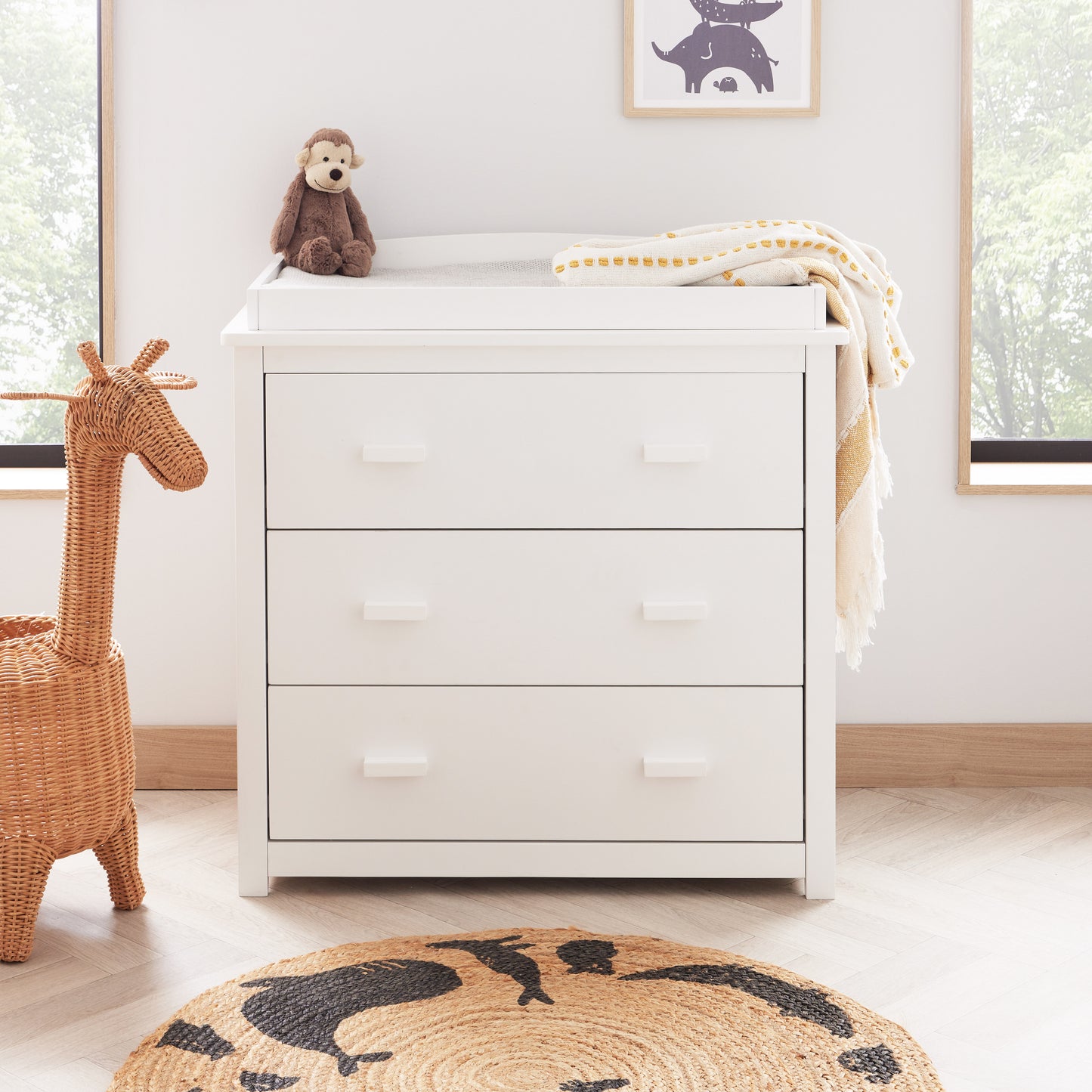 Babymore Aston 3 Piece Nursery Room Set - White 26AWRS3