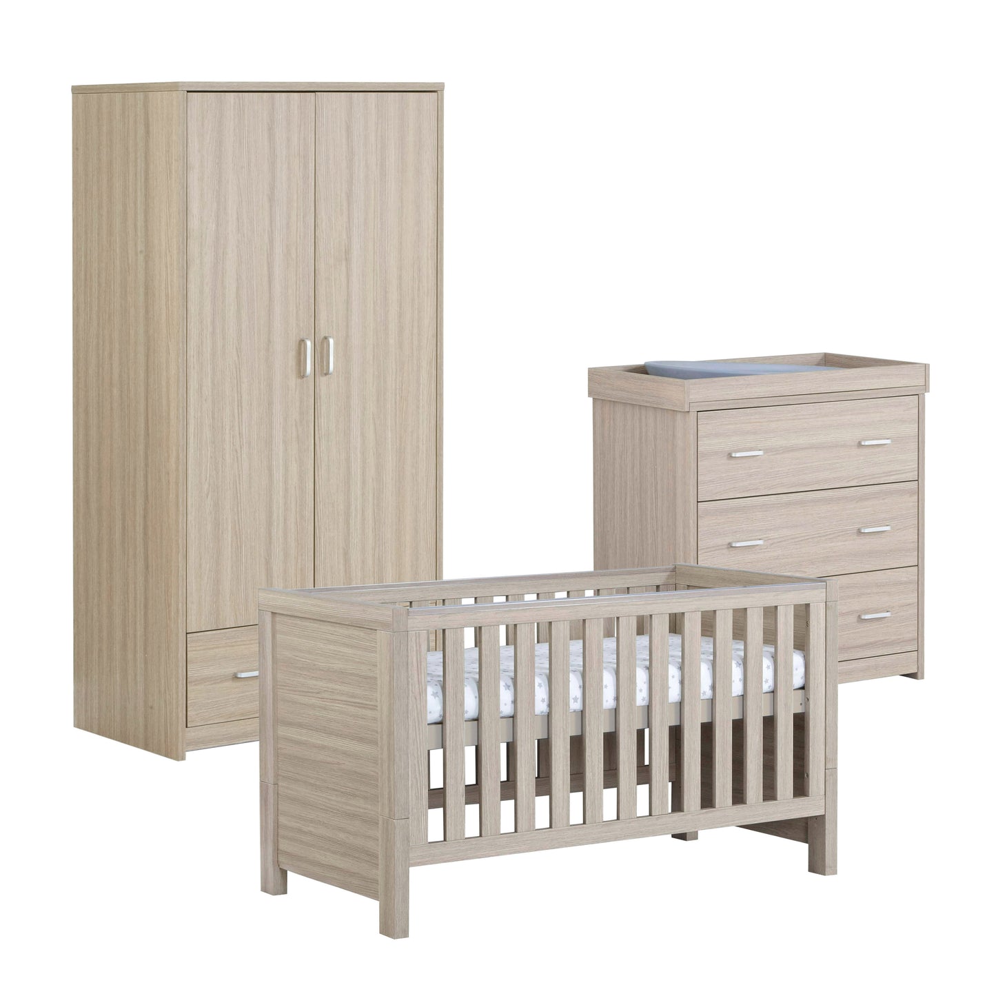 Babymore Luno 3 Piece Nursery Room Set - Oak 26LORS3