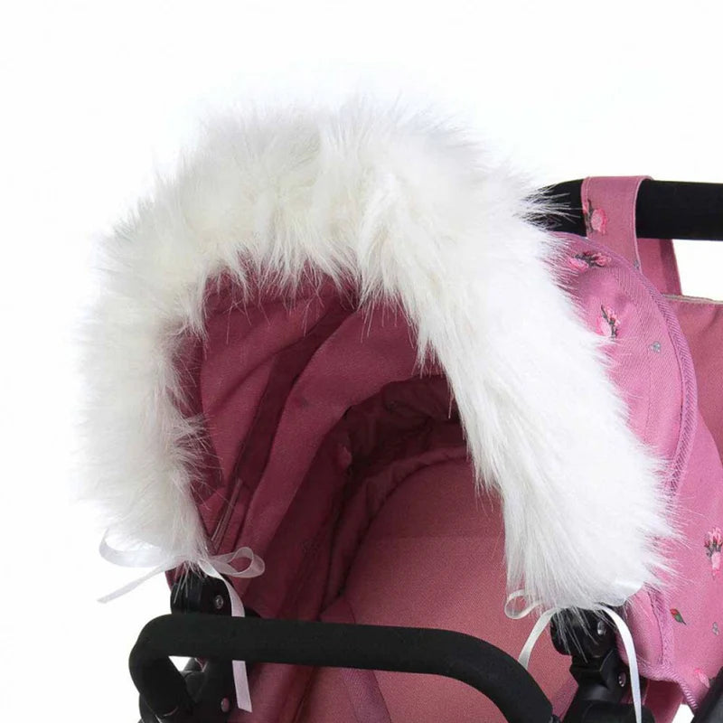 Roma Dolls Pram Hood Fur - White RDP-HF-W