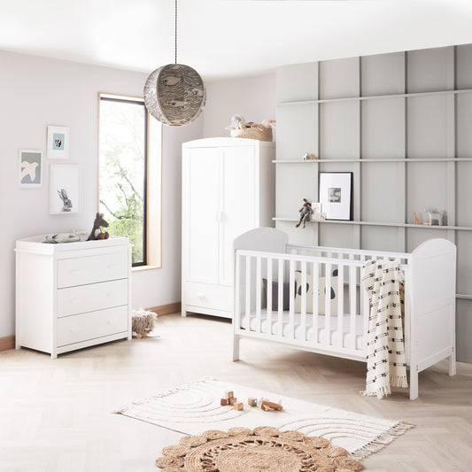Babymore Aston 3 Piece Nursery Room Set - White 26AWRS3