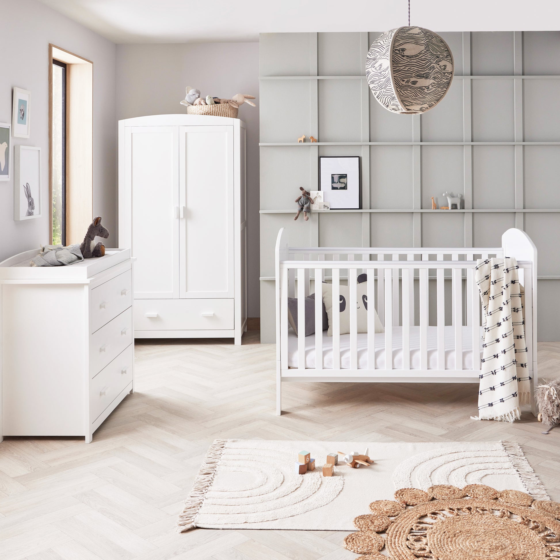 Babymore Aston 3 Piece Nursery Room Set - White 26AWRS3
