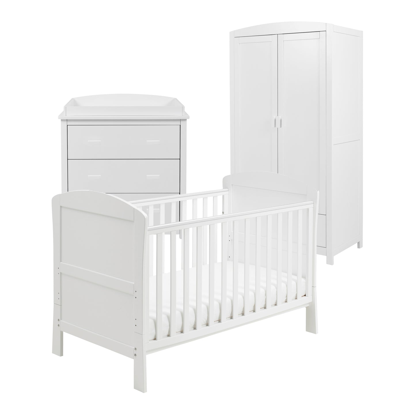 Babymore Aston 3 Piece Nursery Room Set - White 26AWRS3