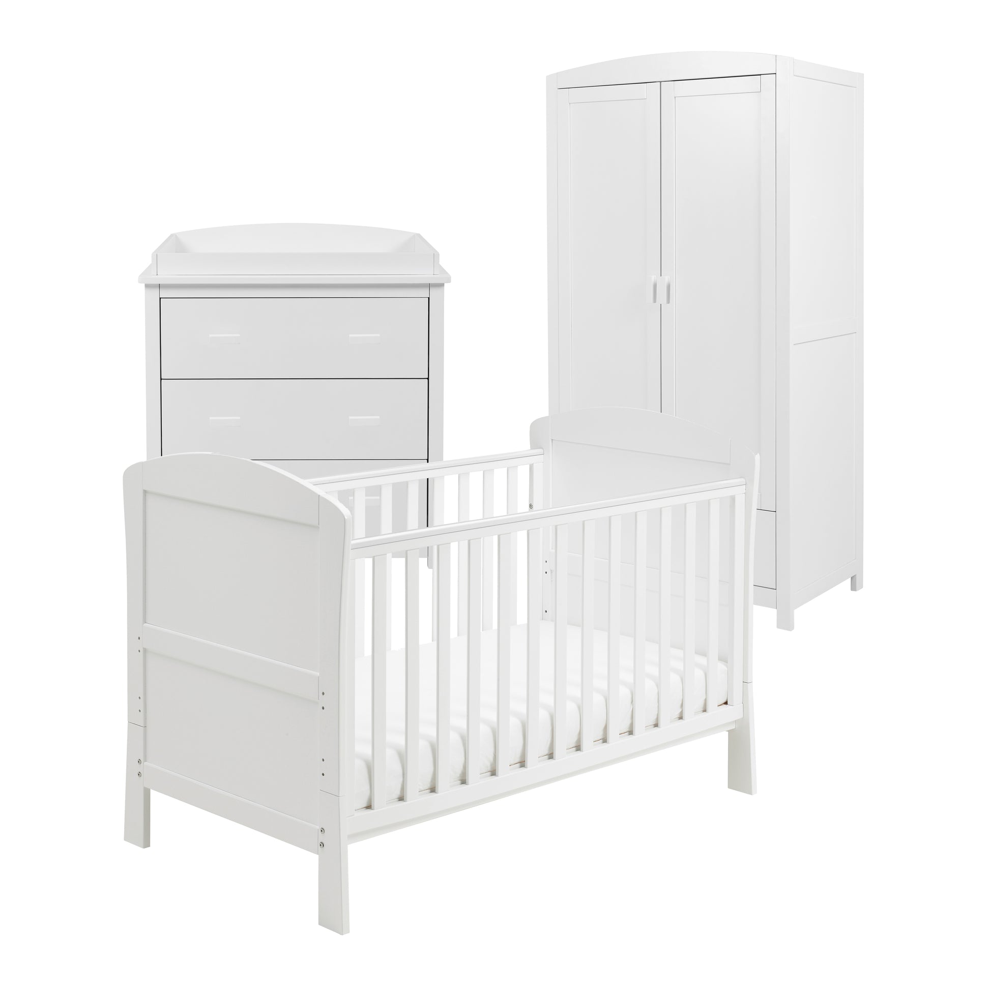 Babymore Aston 3 Piece Nursery Room Set - White 26AWRS3