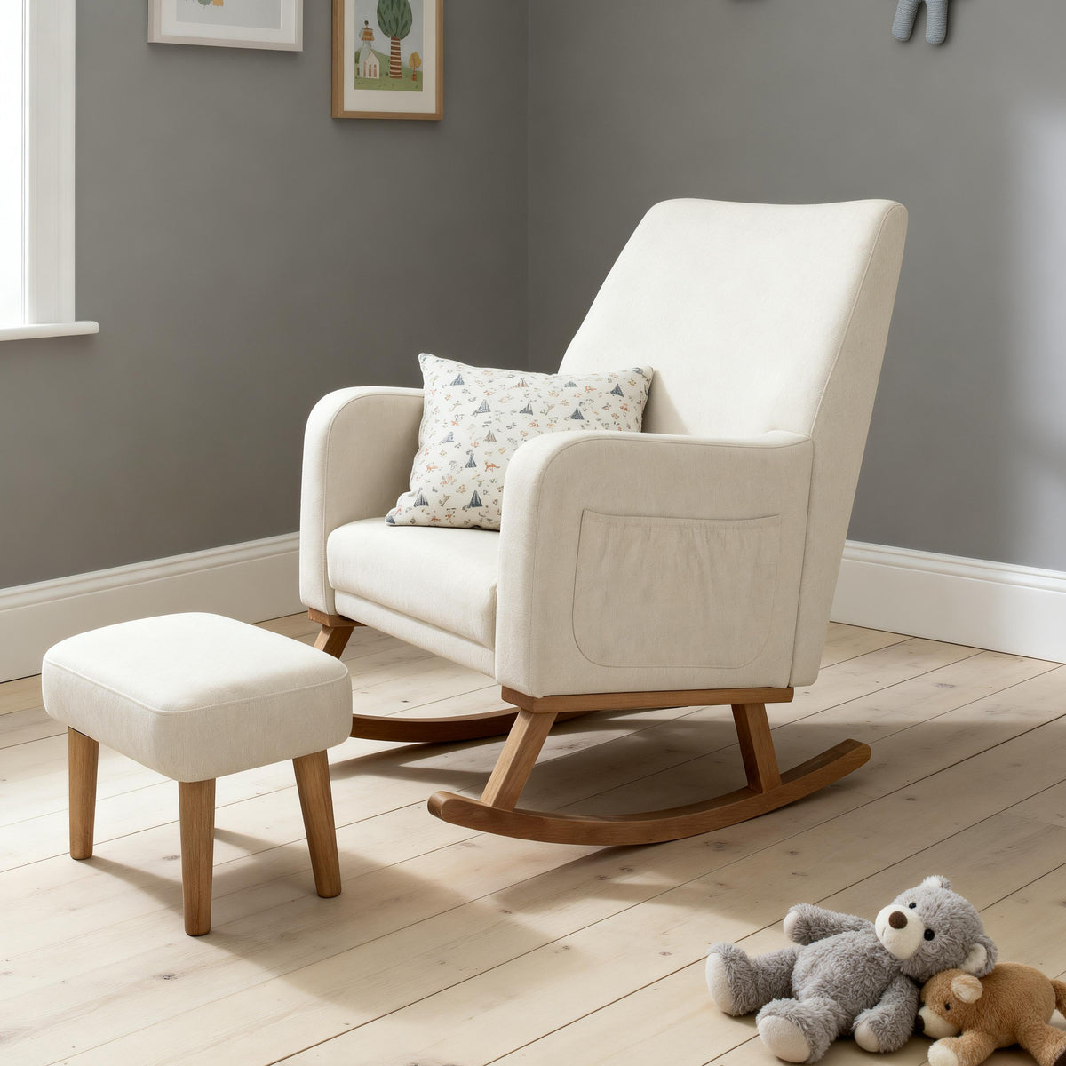 Babymore Callie Nursing Chair with Stool - Ivory