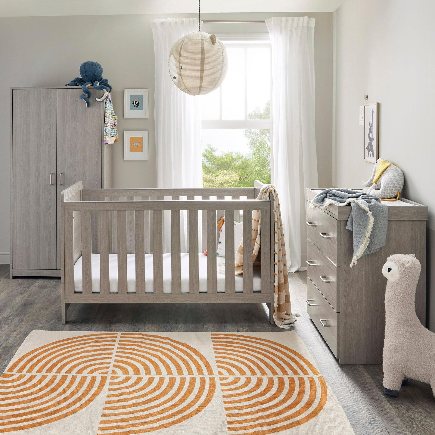 Babymore Caro 3 Piece Nursery Room Set - Grey Wash 26CGRS3