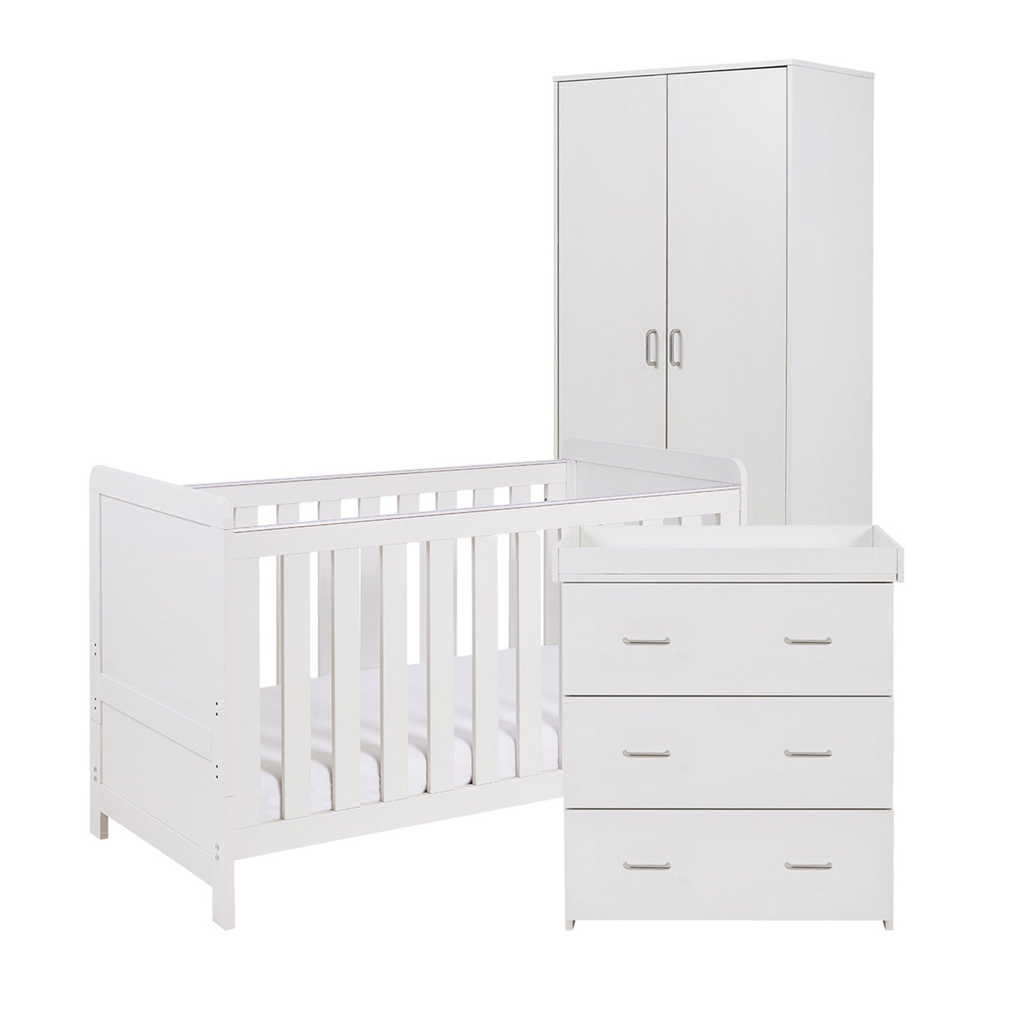 Babymore Caro 3 Piece Nursery Room Set - White Wash 26CWRS3