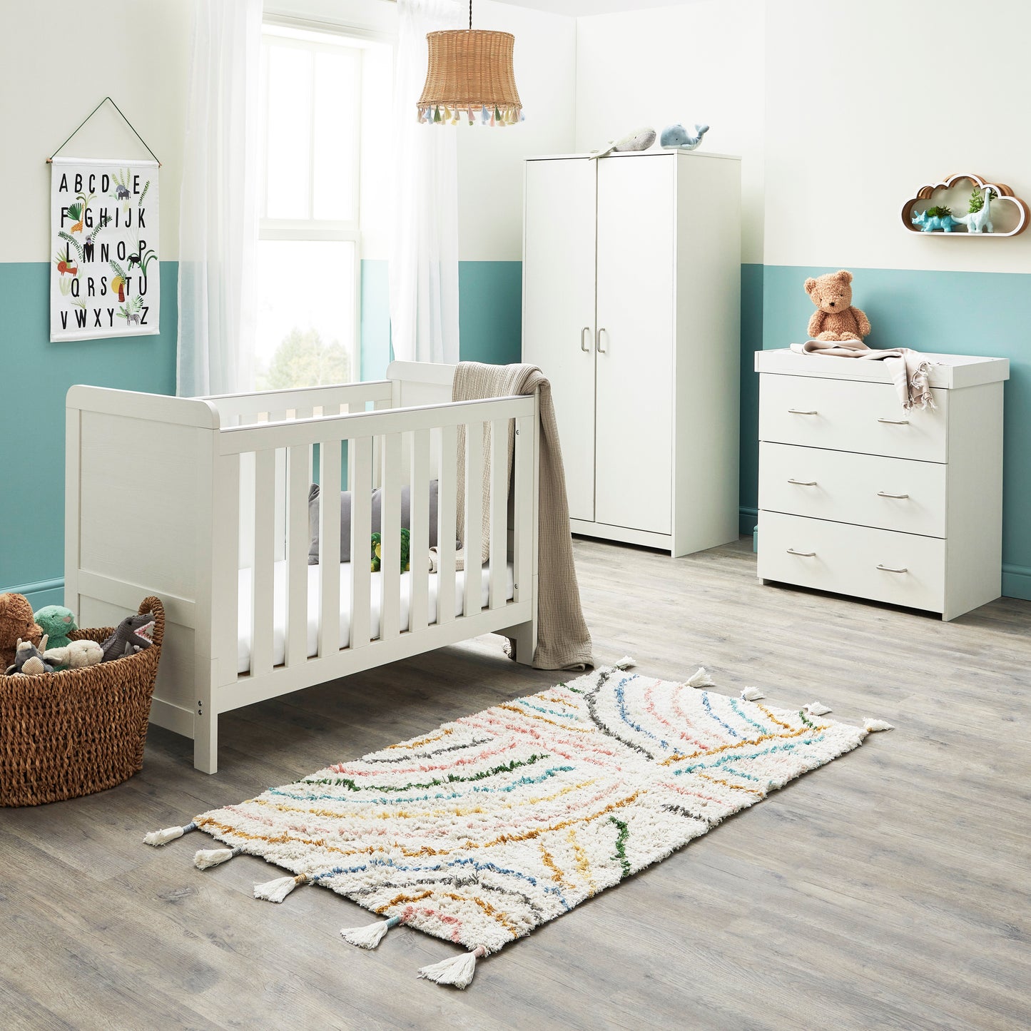 Babymore Caro Mini 3 Piece Room Set - White Wash 26CMWRS3