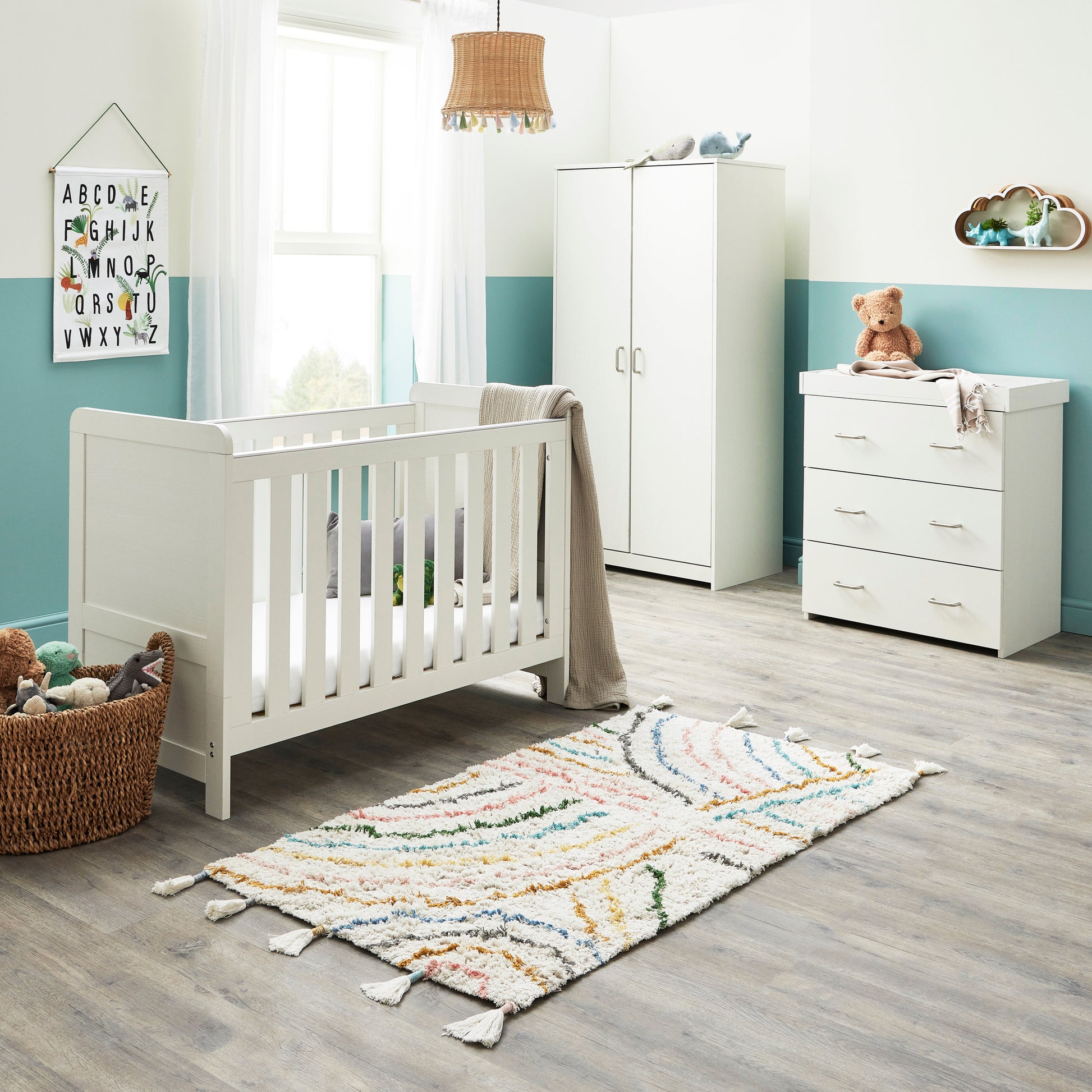 Babymore Caro Mini 3 Piece Room Set - White Wash 26CMWRS3