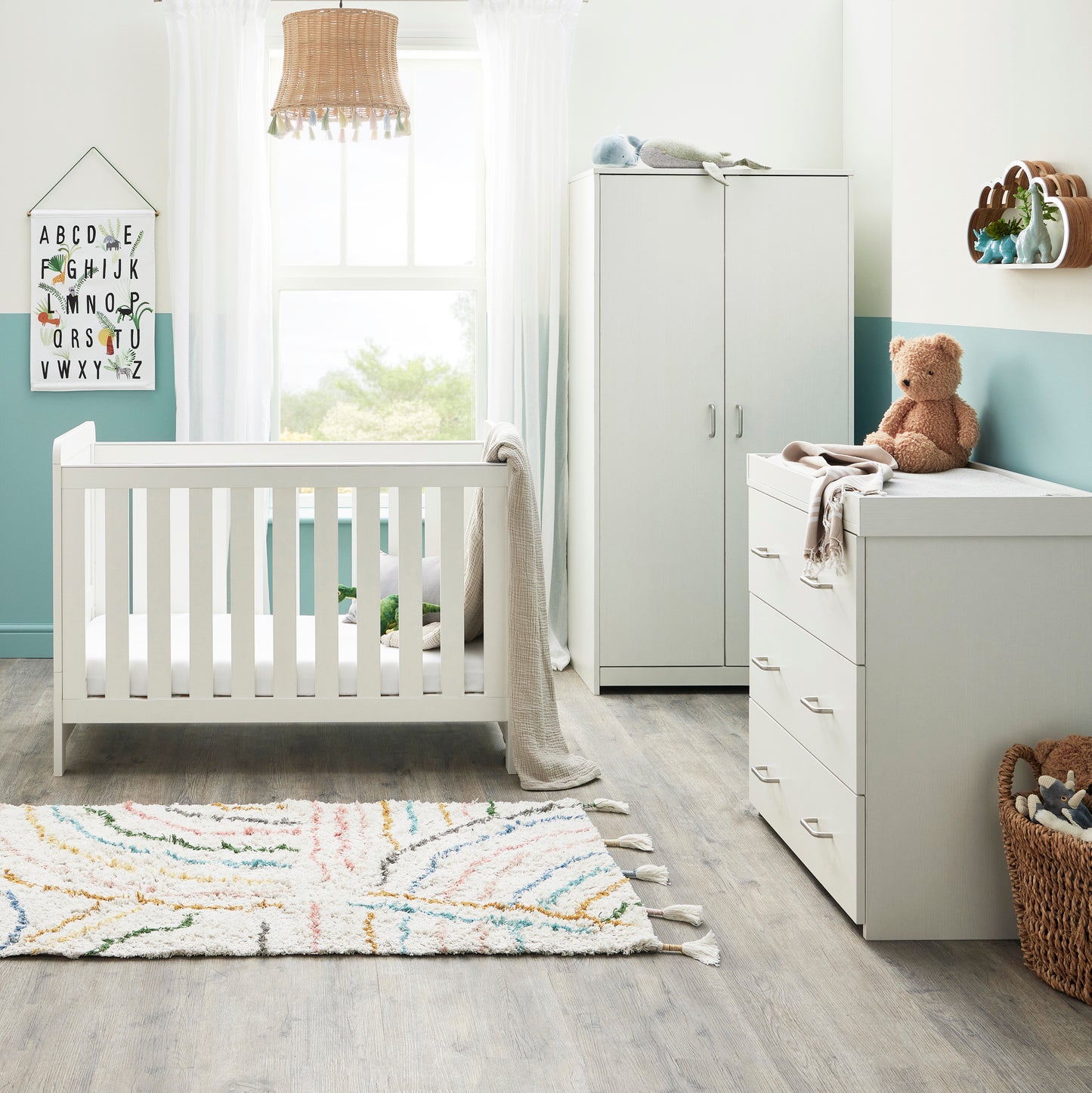 Babymore Caro Mini 3 Piece Room Set - White Wash 26CMWRS3