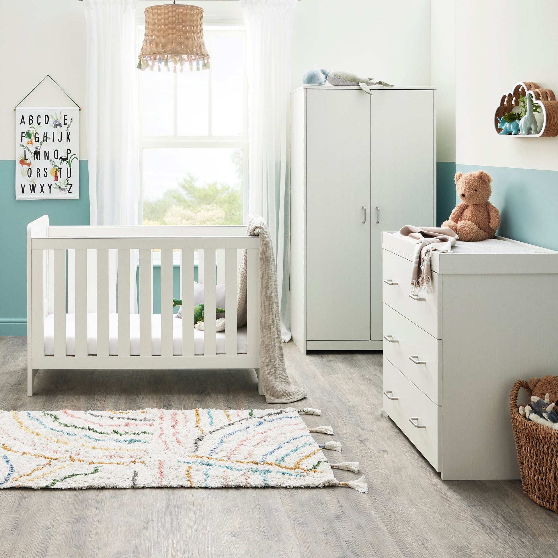 Babymore Caro Mini 3 Piece Room Set - White Wash 26CMWRS3
