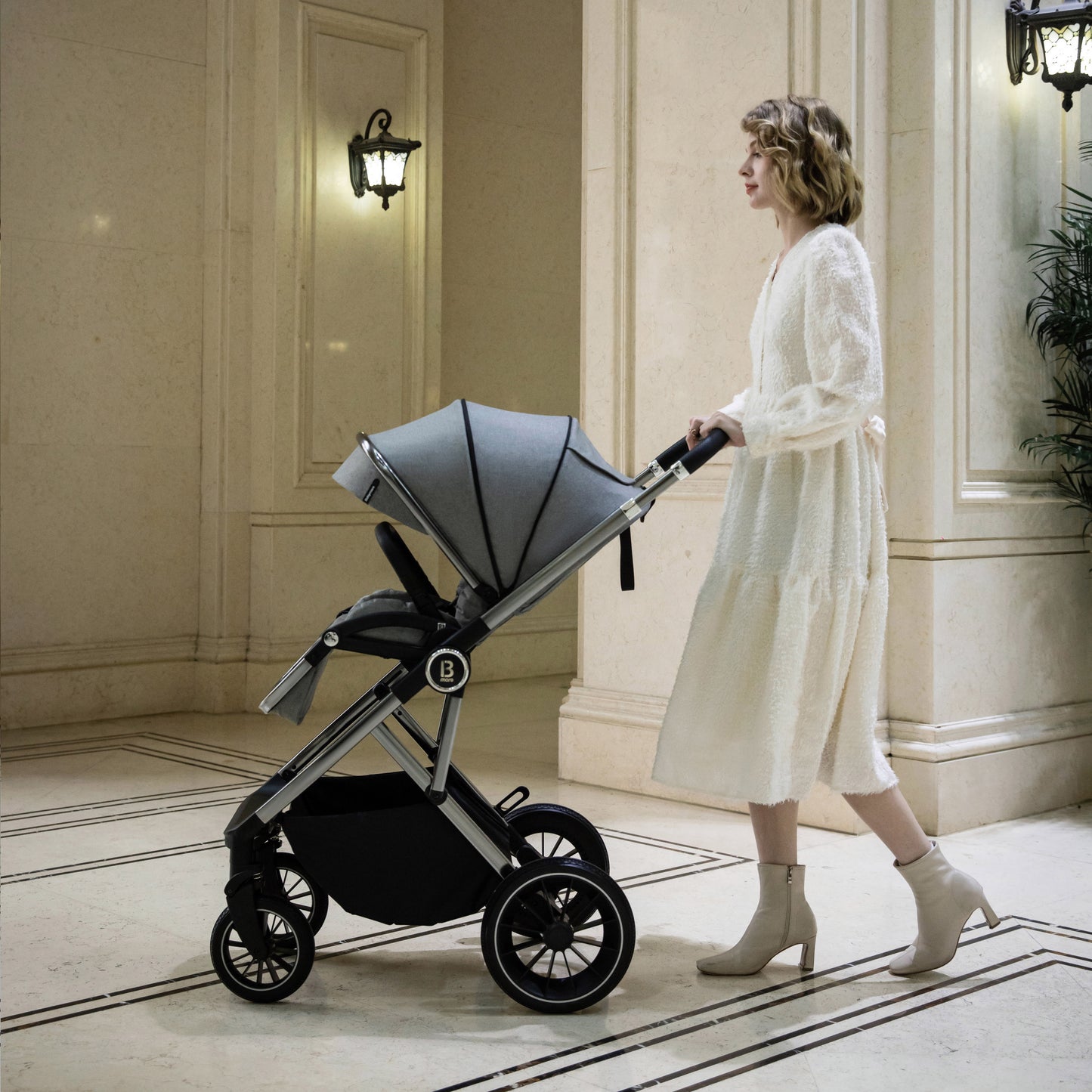 Babymore Chia Pram Pushchair - Pearl Grey 