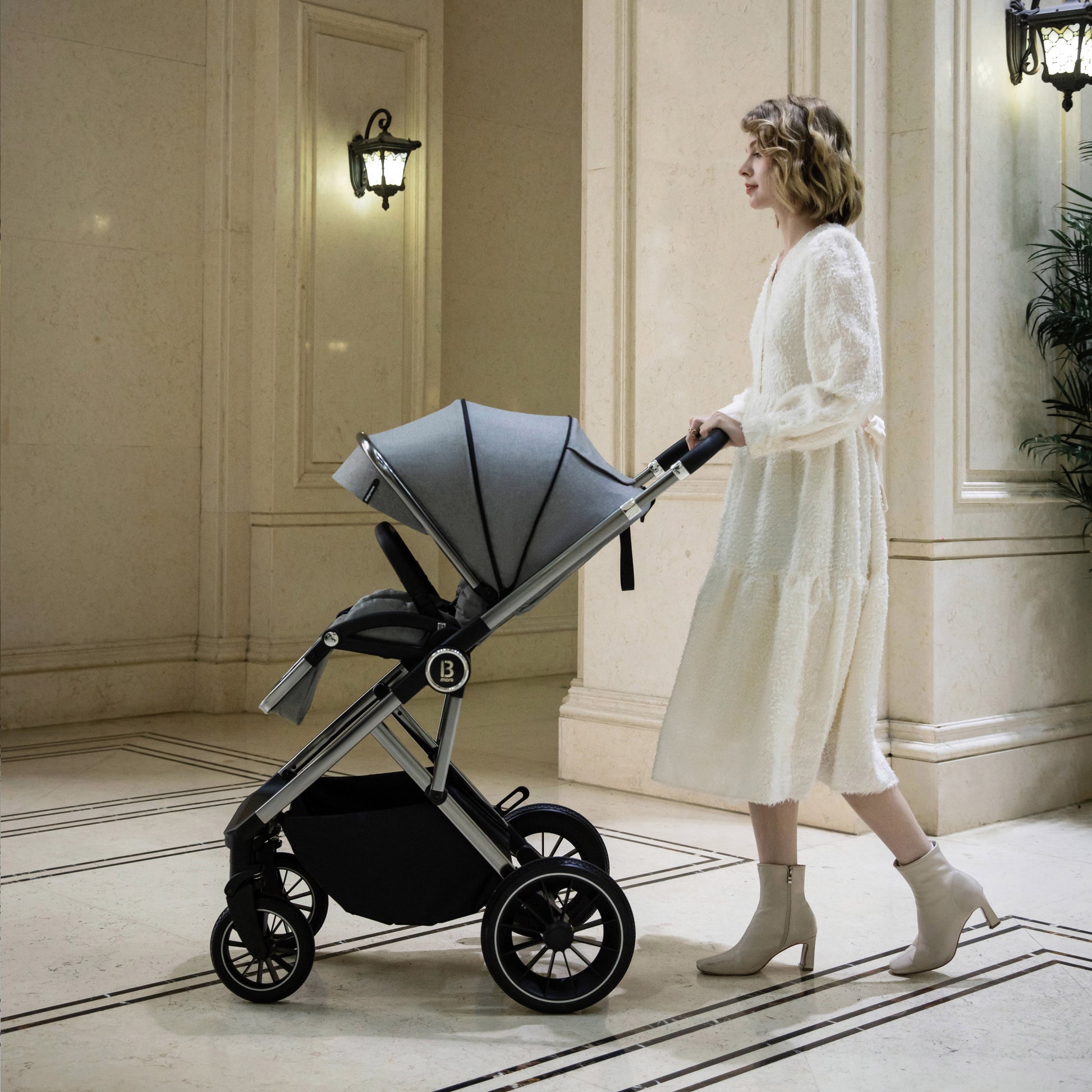 Babymore Chia Pram Pushchair - Pearl Grey 