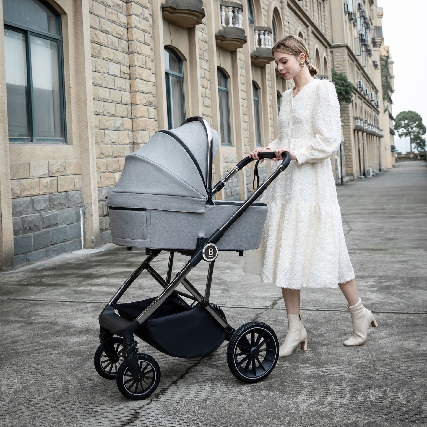 Babymore Chia Pram Pushchair - Pearl Grey 