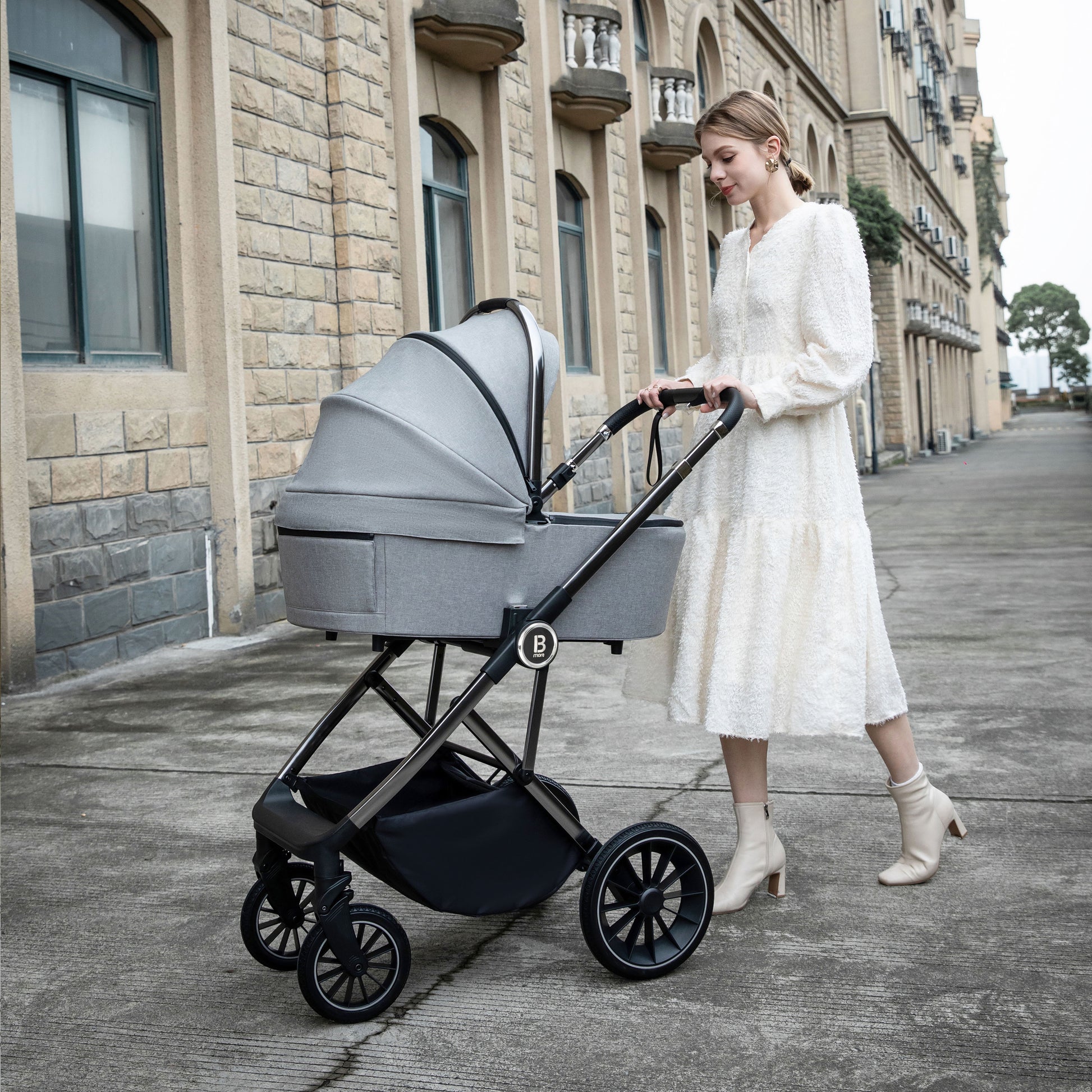 Babymore Chia Pram Pushchair - Pearl Grey 