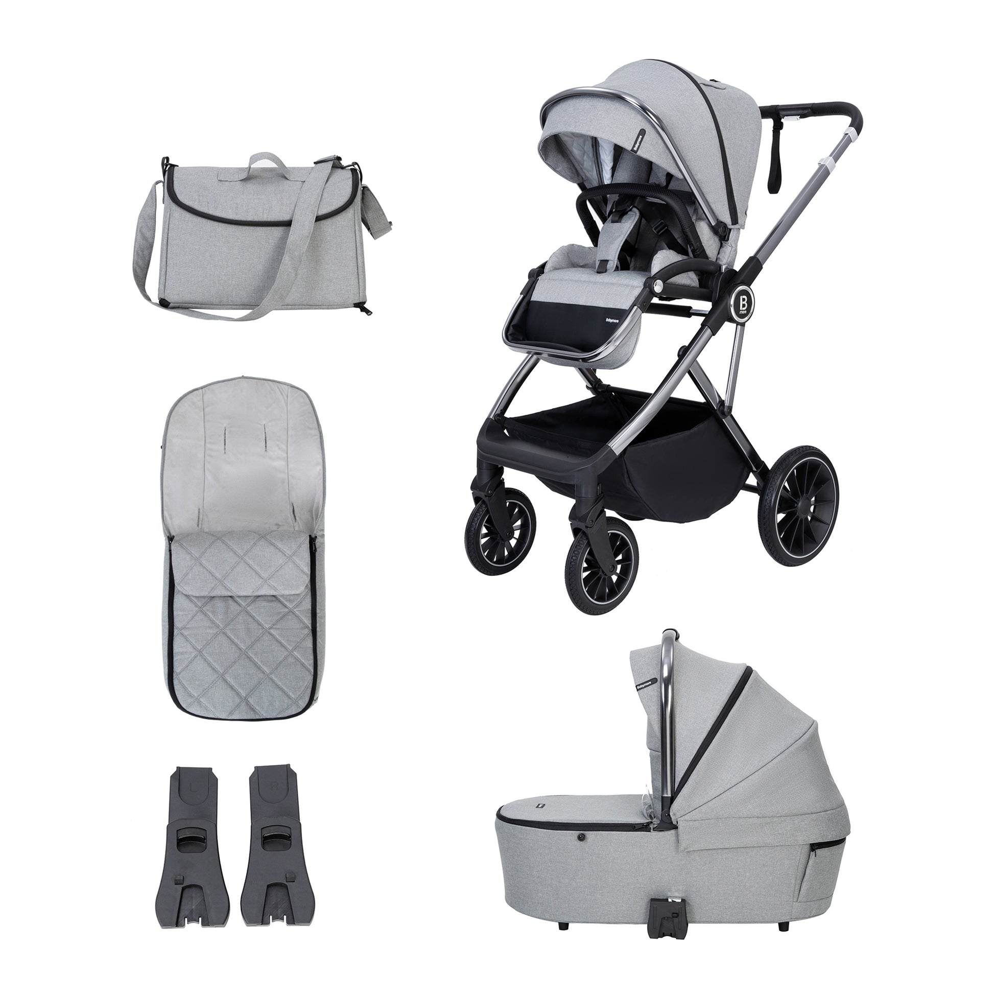 Babymore Chia Pram Pushchair - Pearl Grey 