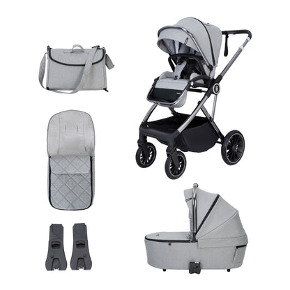 Babymore Chia Pram Pushchair - Pearl Grey 