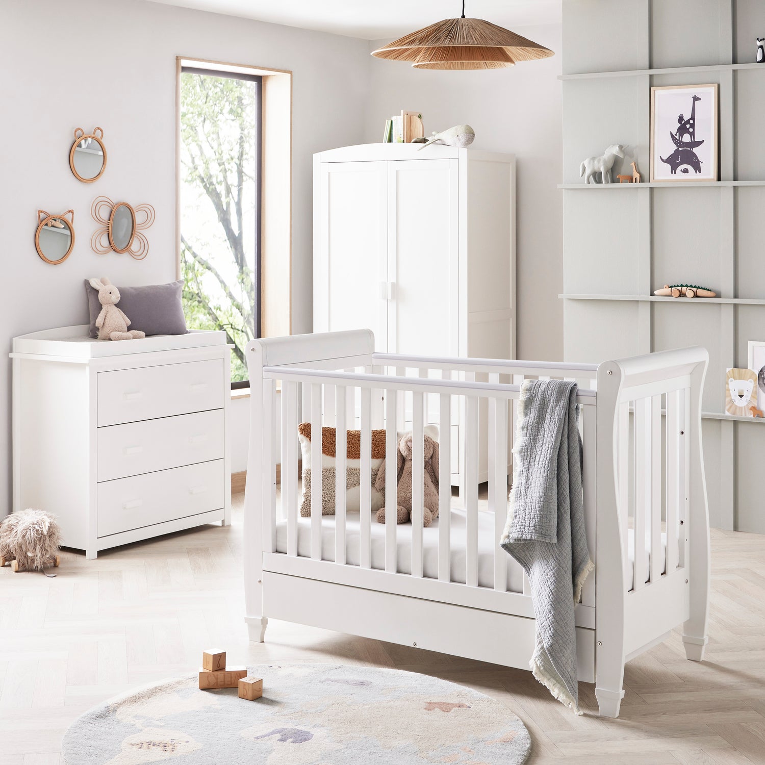 Babymore Eva 3 Piece Nursery Room Set - White 26EWRS3