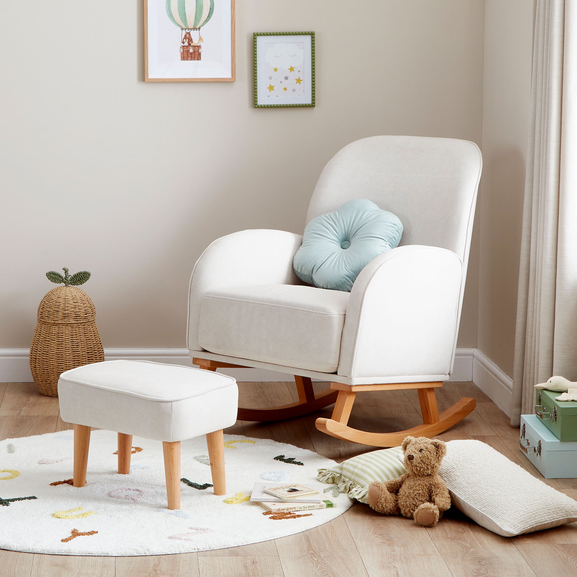 Babymore Freya Nursing Chair with Stool - Cream 2670020