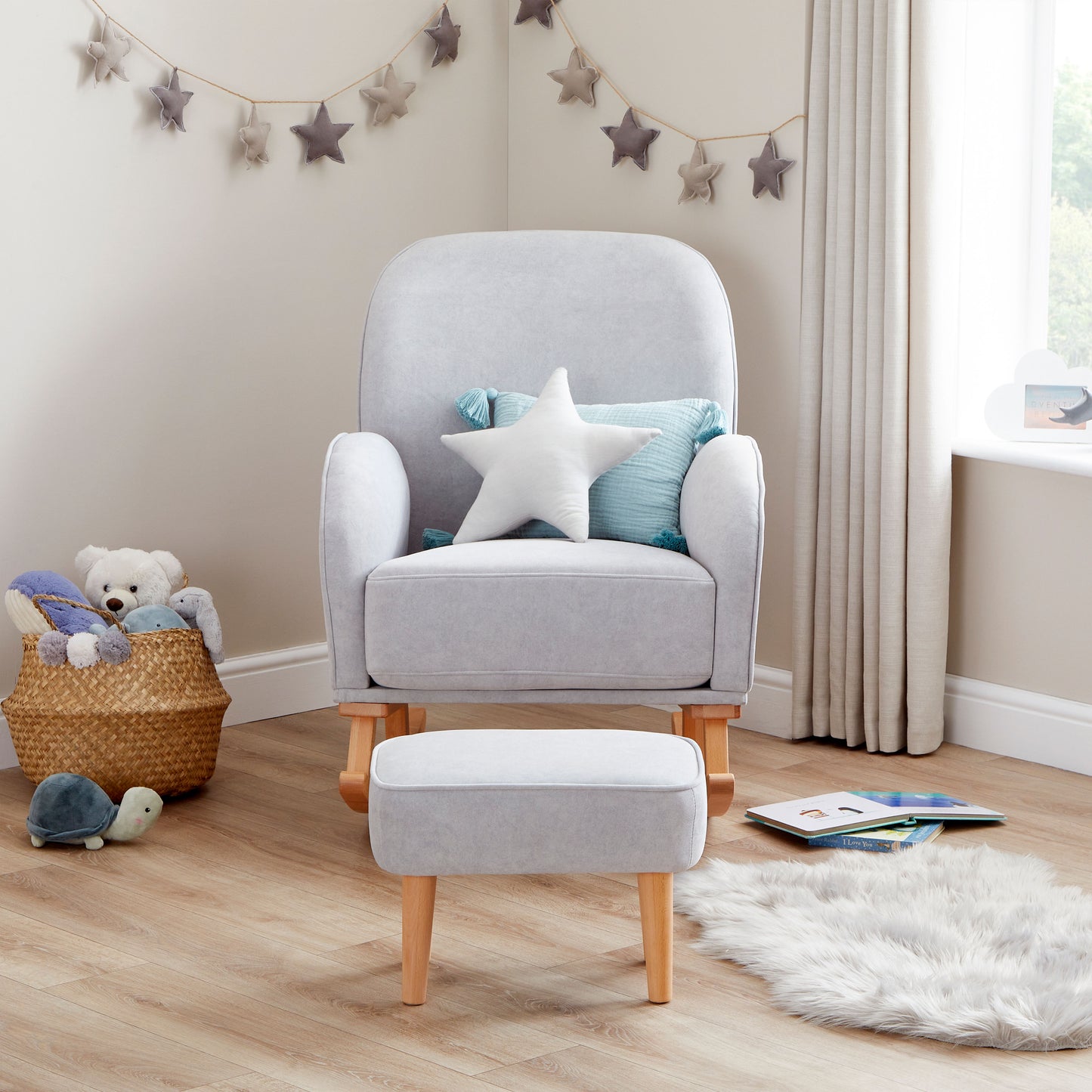 Babymore Freya Nursing Chair with Stool - Grey 2670023