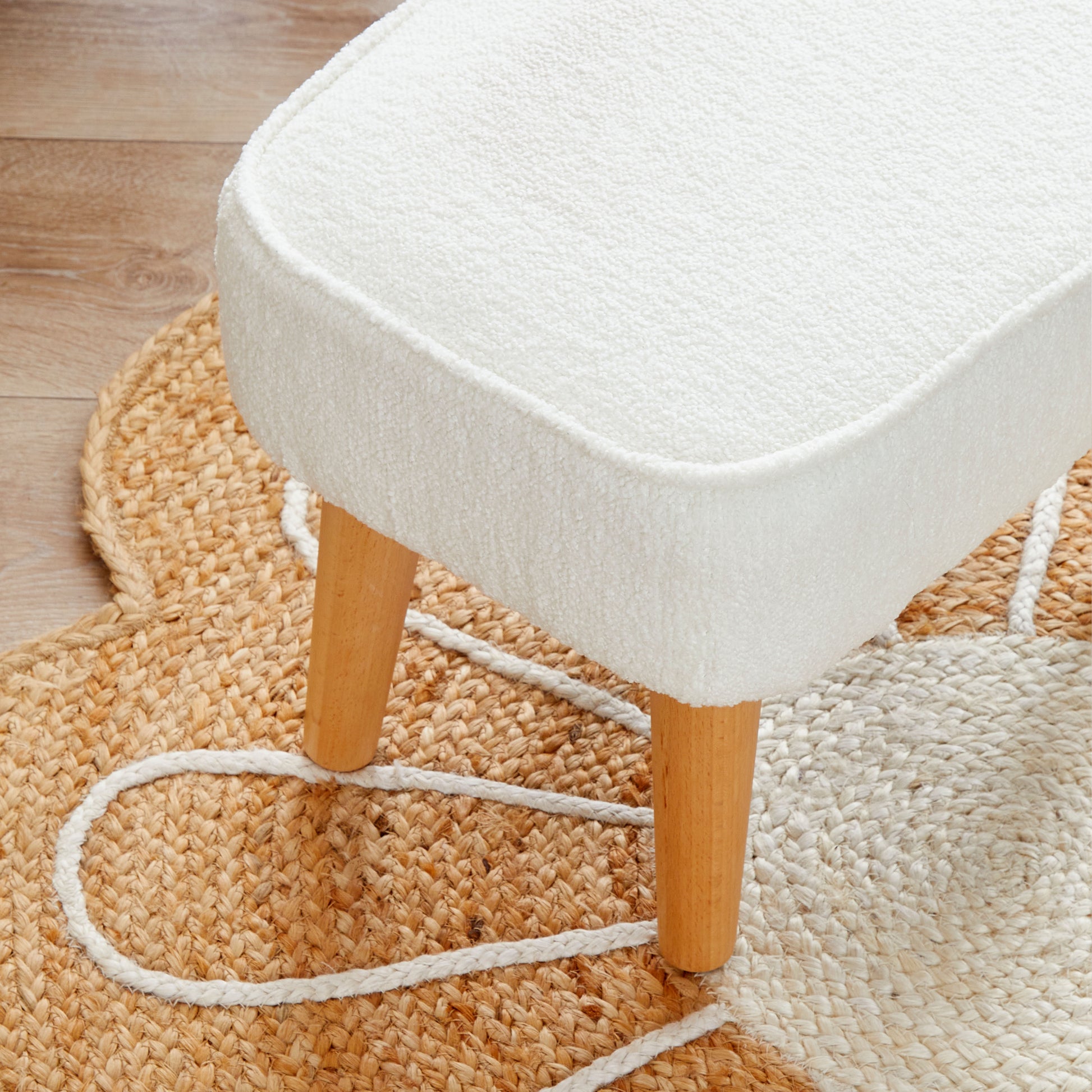 Babymore Freya Nursing Chair with Stool - Off White Bouclé 2670029