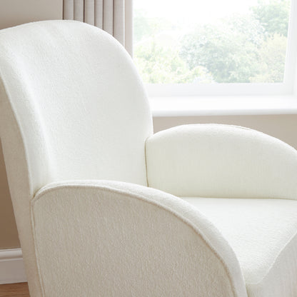 Babymore Freya Nursing Chair with Stool - Off White Bouclé 2670029