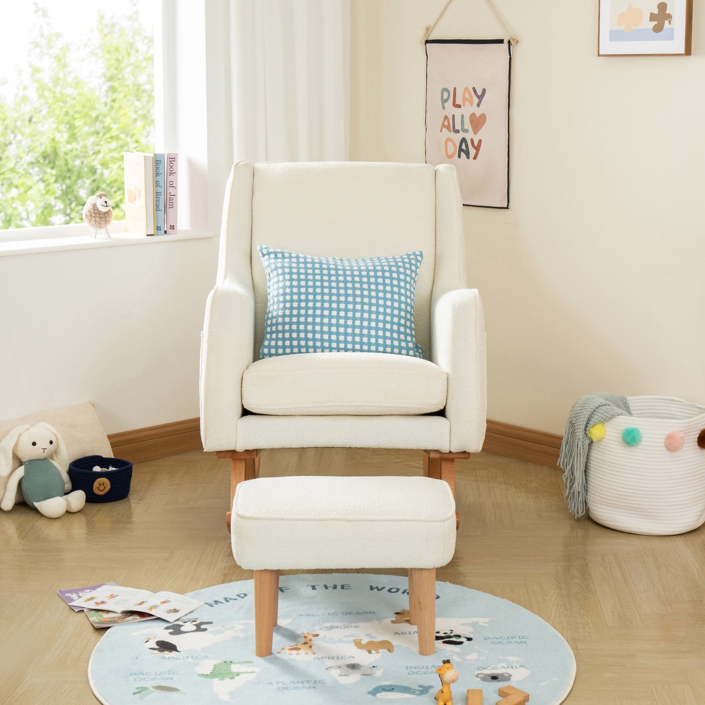 Babymore Ida Nursing Chair with Stool - Bouclé 2670039