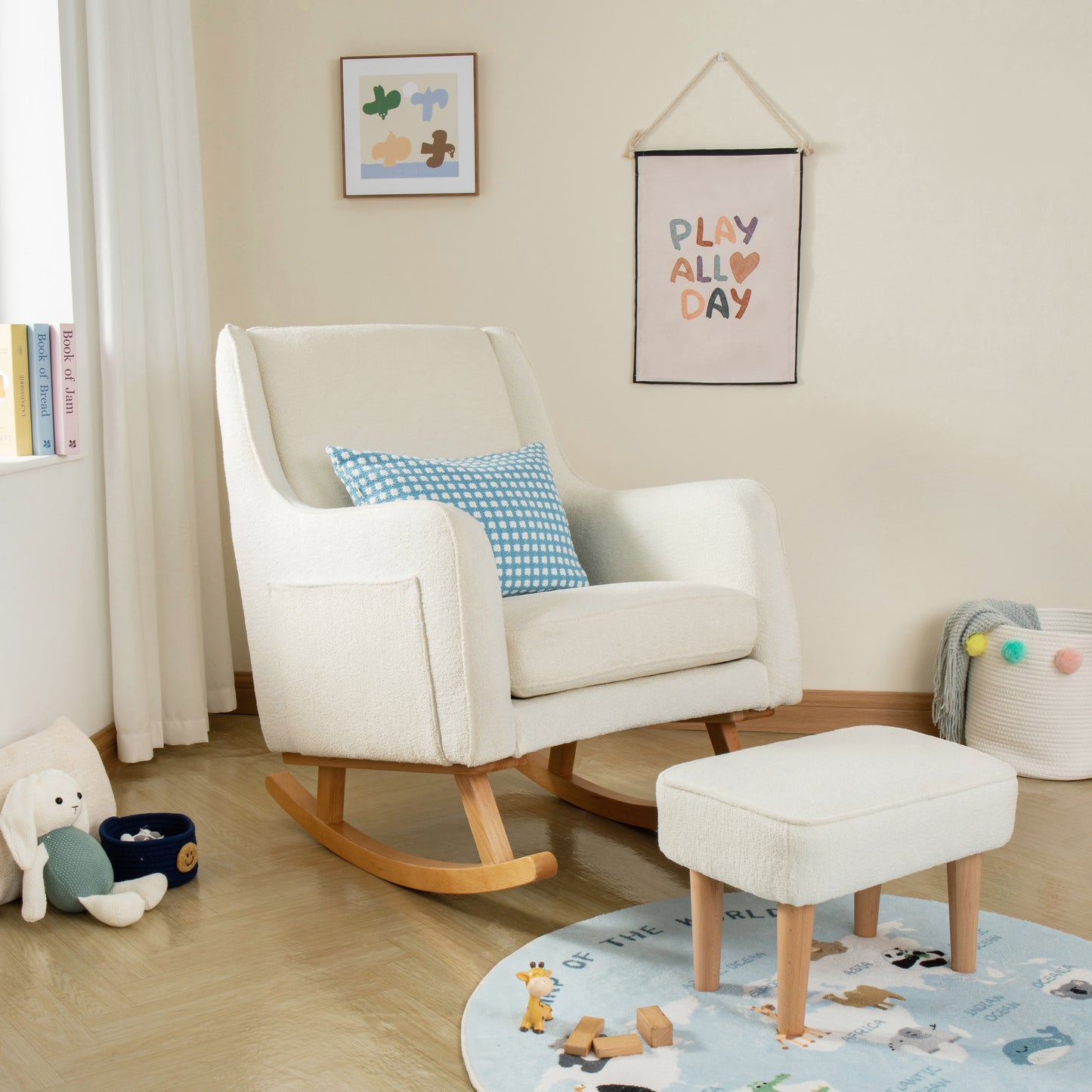Babymore Ida Nursing Chair with Stool - Bouclé 2670039