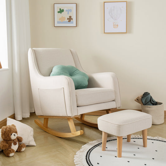 Babymore Ida Nursing Chair with Stool - Ivory 2670030