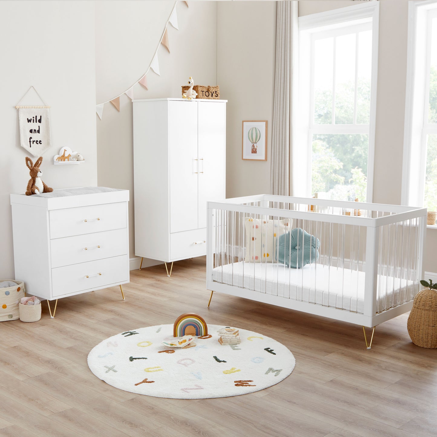 Babymore Kimi XL Acrylic 3 Piece Nursery Room Set 26KXRS3