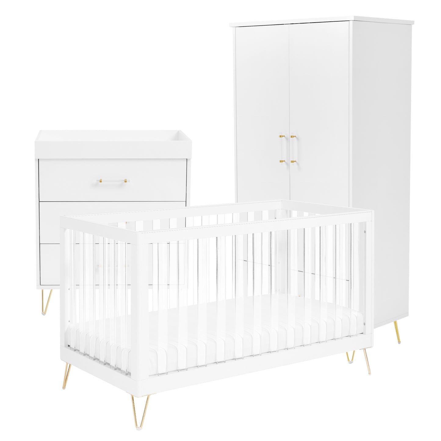 Babymore Kimi XL Acrylic 3 Piece Nursery Room Set 26KXRS3