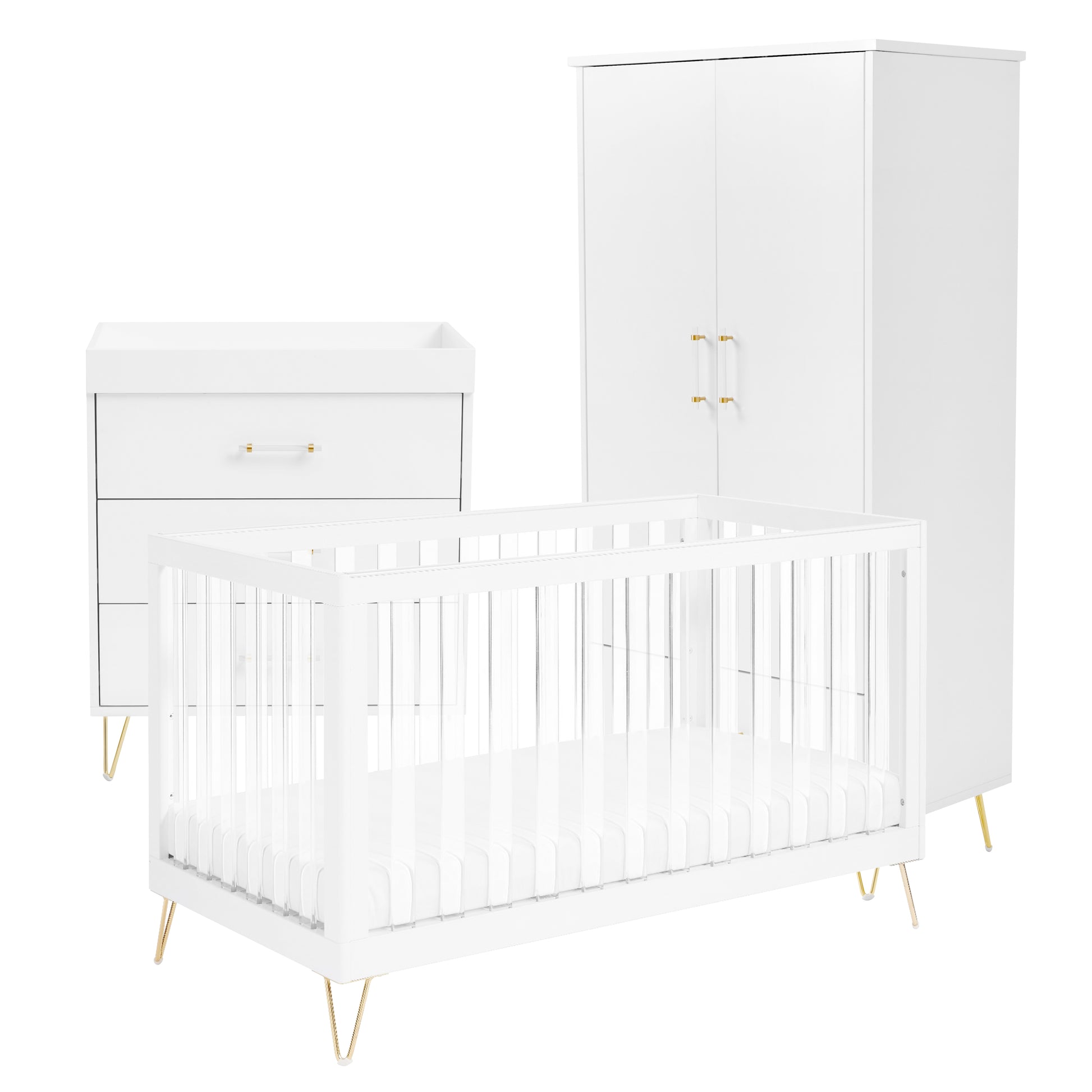 Babymore Kimi XL Acrylic 3 Piece Nursery Room Set 26KXRS3