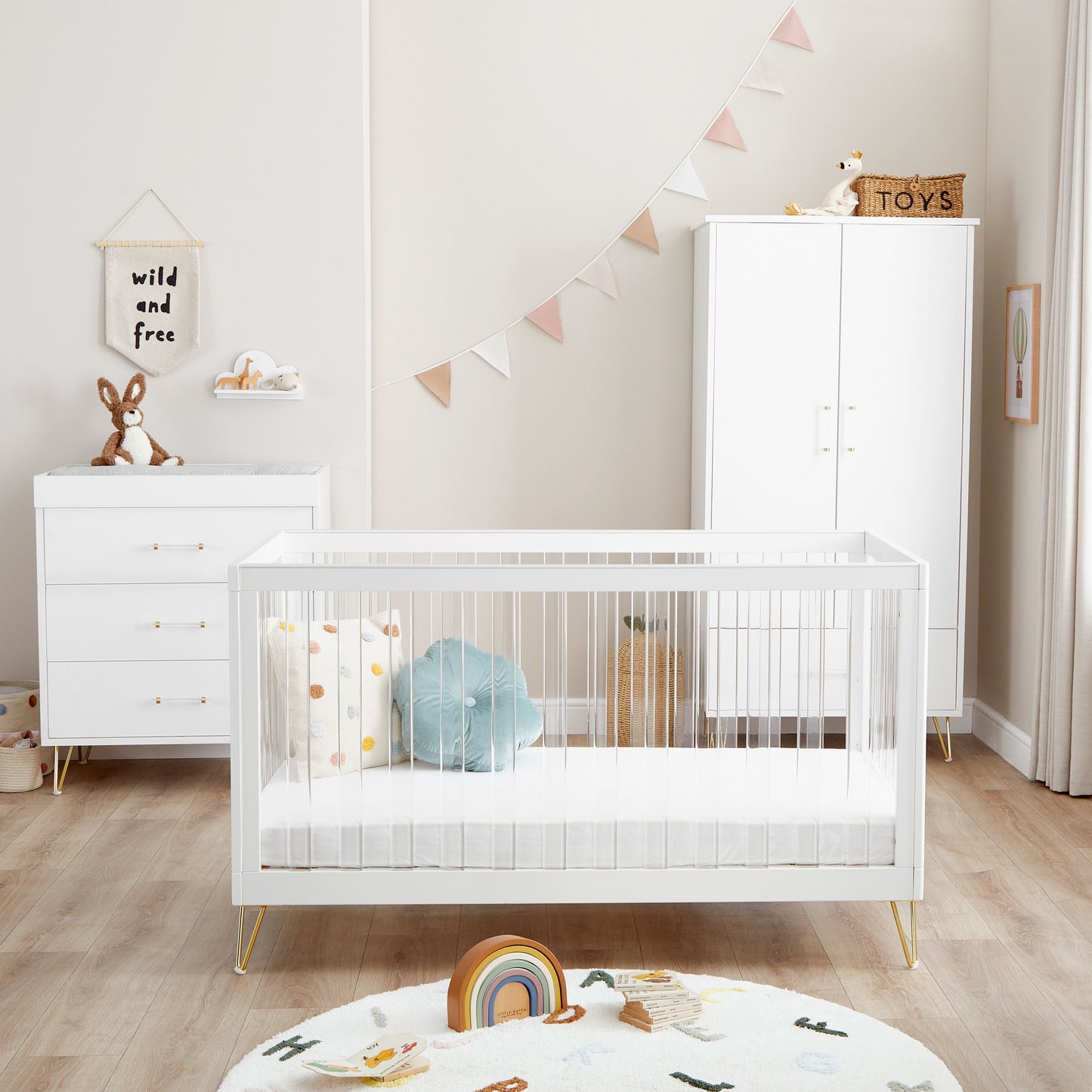 Babymore Kimi XL Acrylic 3 Piece Nursery Room Set 26KXRS3