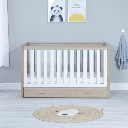 Babymore Luno 3 Piece Nursery Room Set with Drawer - Oak White 26LWRS3D