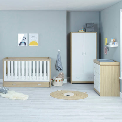 Babymore Luno 3 Piece Nursery Room Set with Drawer - Oak White 26LWRS3D