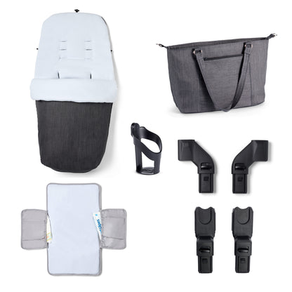 Babymore Memore V2 Pram Pushchair 11 Piece - Chrome 2680550-10