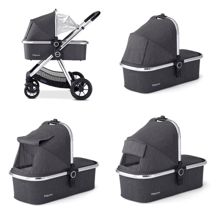 Babymore Memore V2 Pram Pushchair 11 Piece - Chrome 2680550-10