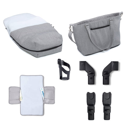 Babymore Memore V2 Pram Pushchair 11 Piece - Silver 2680551-10