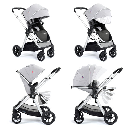 Babymore Memore V2 Pram Pushchair 11 Piece - Silver 2680551-10