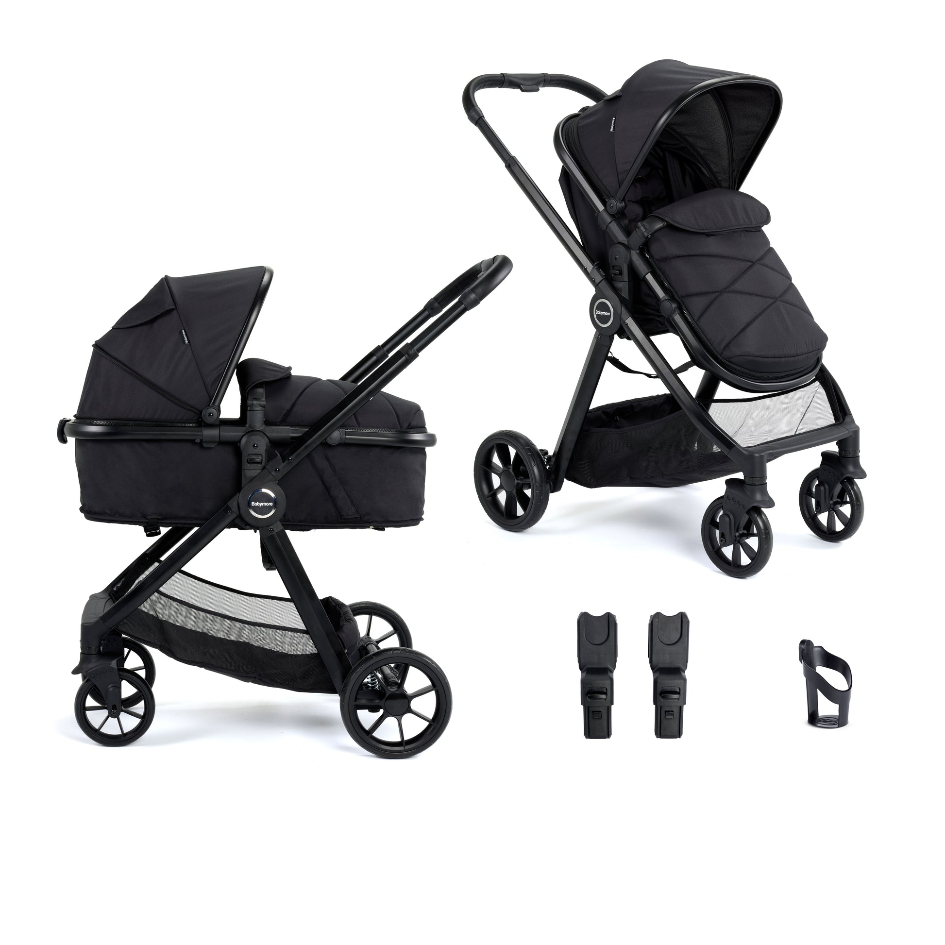Babymore Mimi 2 in 1 Pram Pushchair - Black 2680354