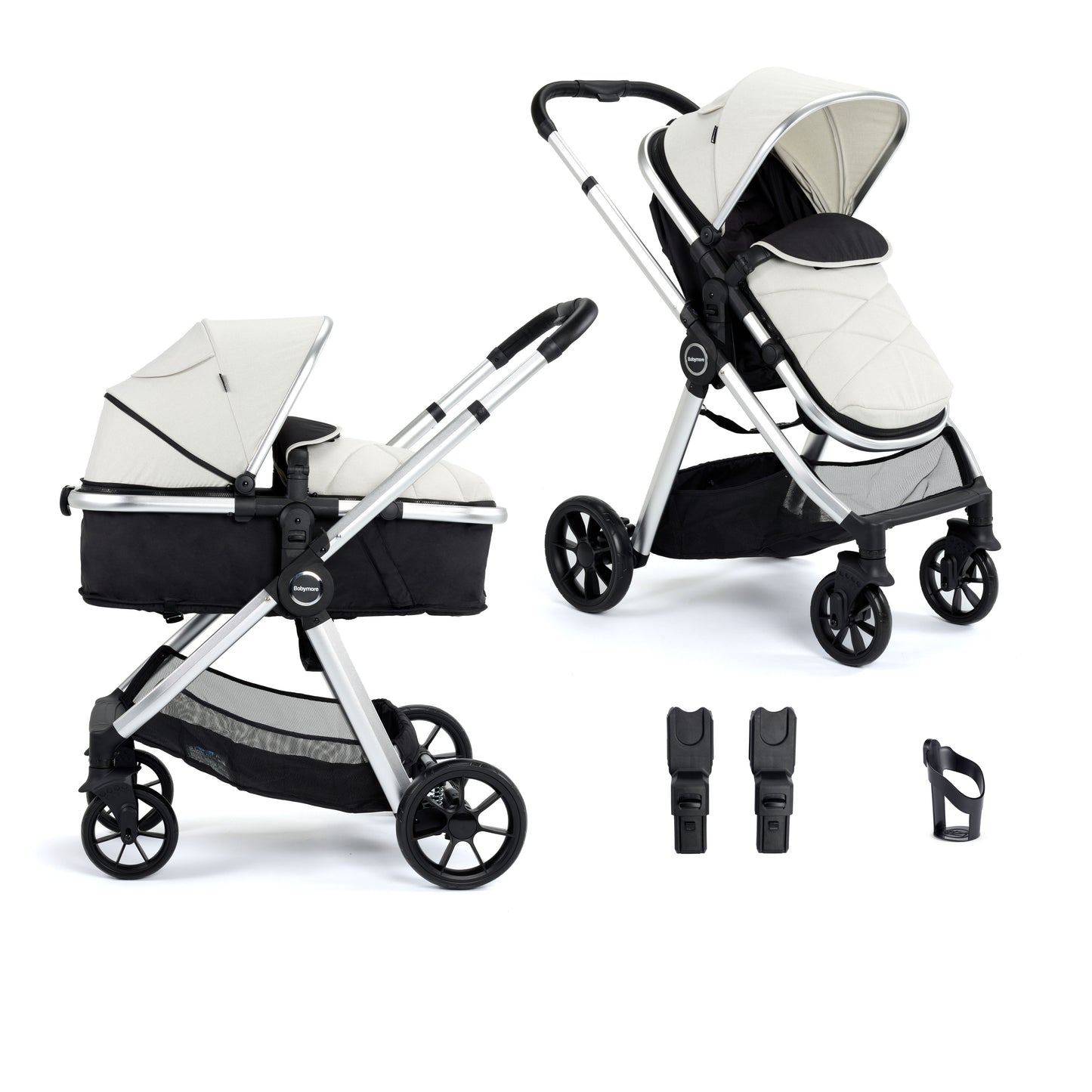 Babymore Mimi 2 in 1 Pram Pushchair - Silver 2680351