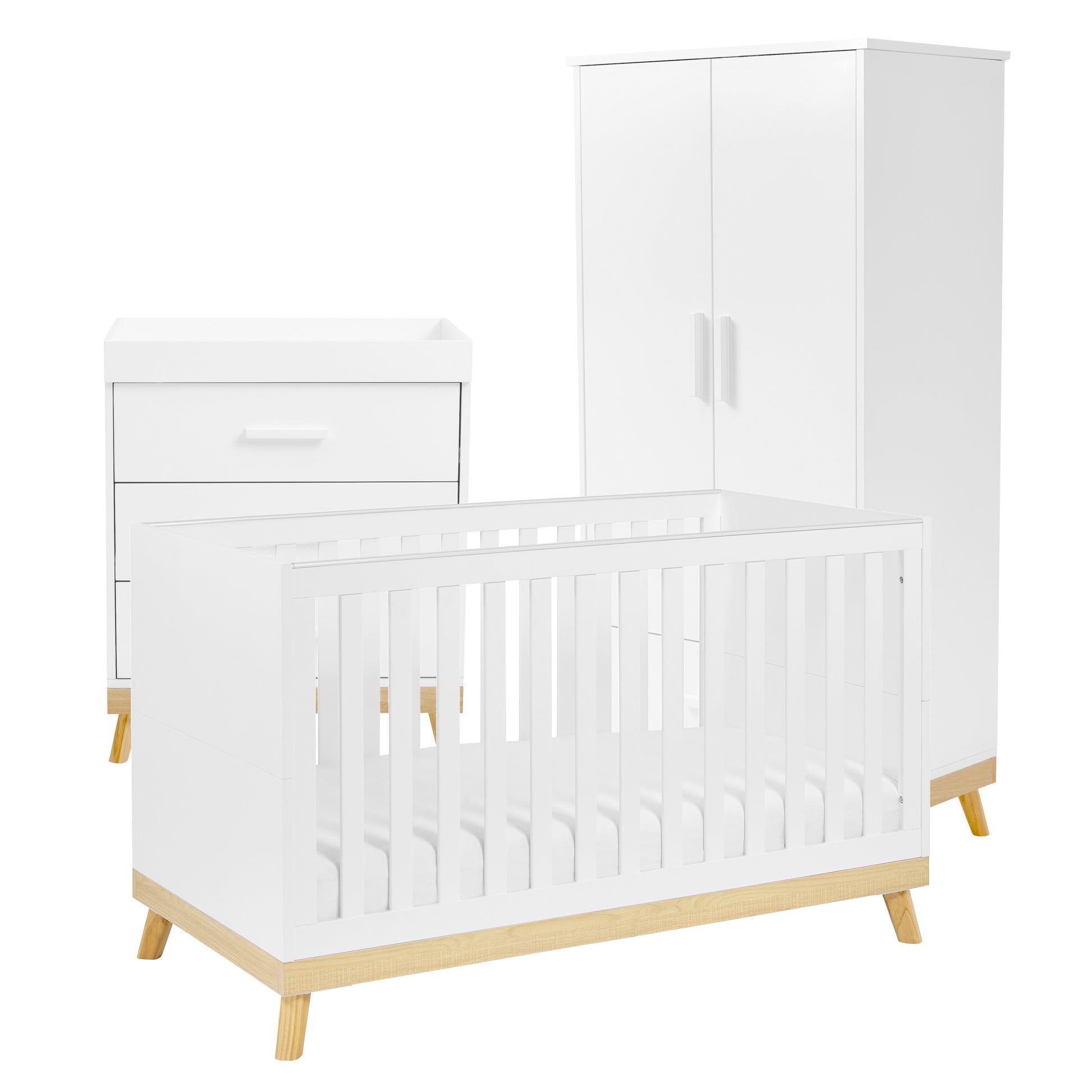 Babymore Mona 3 Piece Nursery Room Set - White 26MWWRS3
