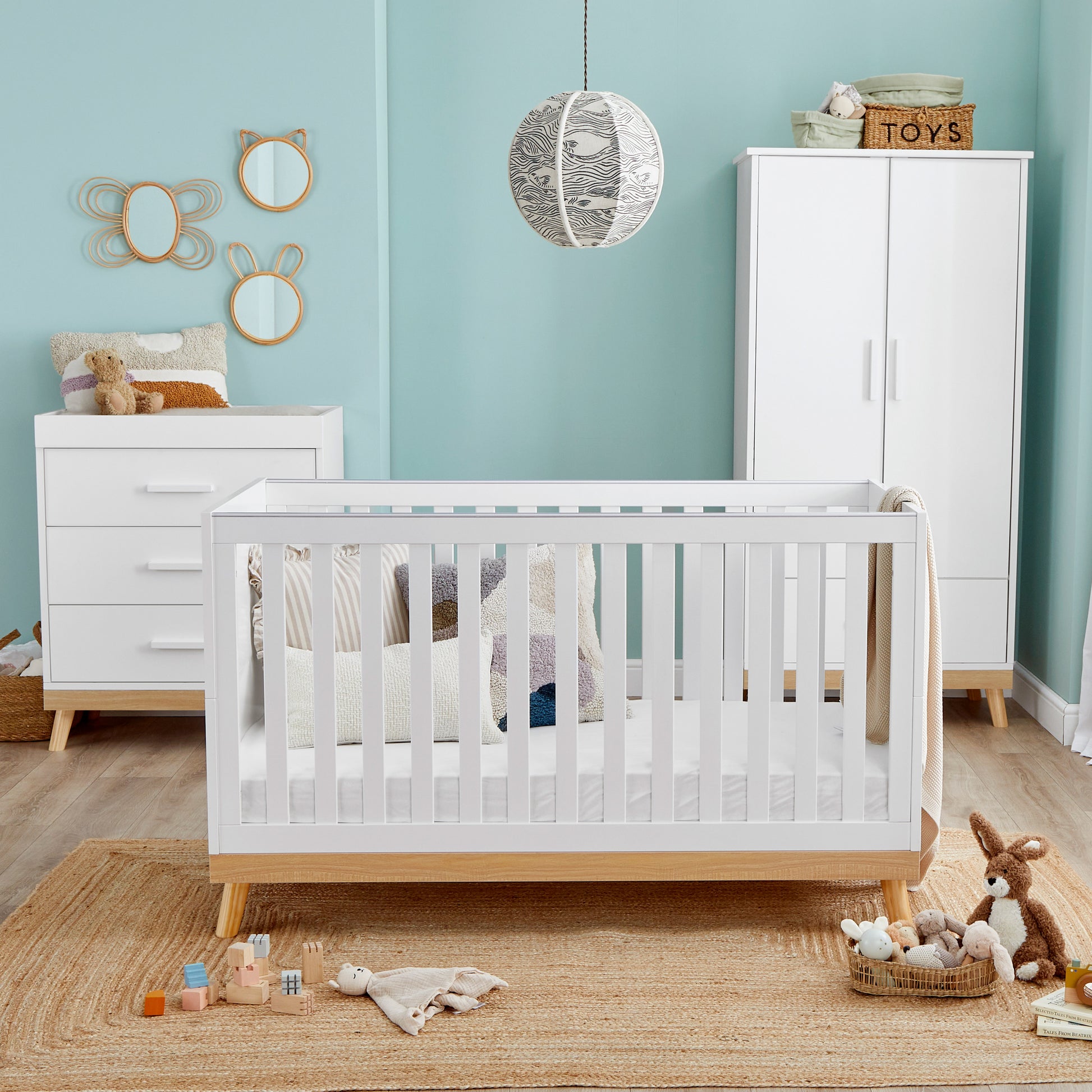 Babymore Mona 3 Piece Nursery Room Set - White 26MWWRS3