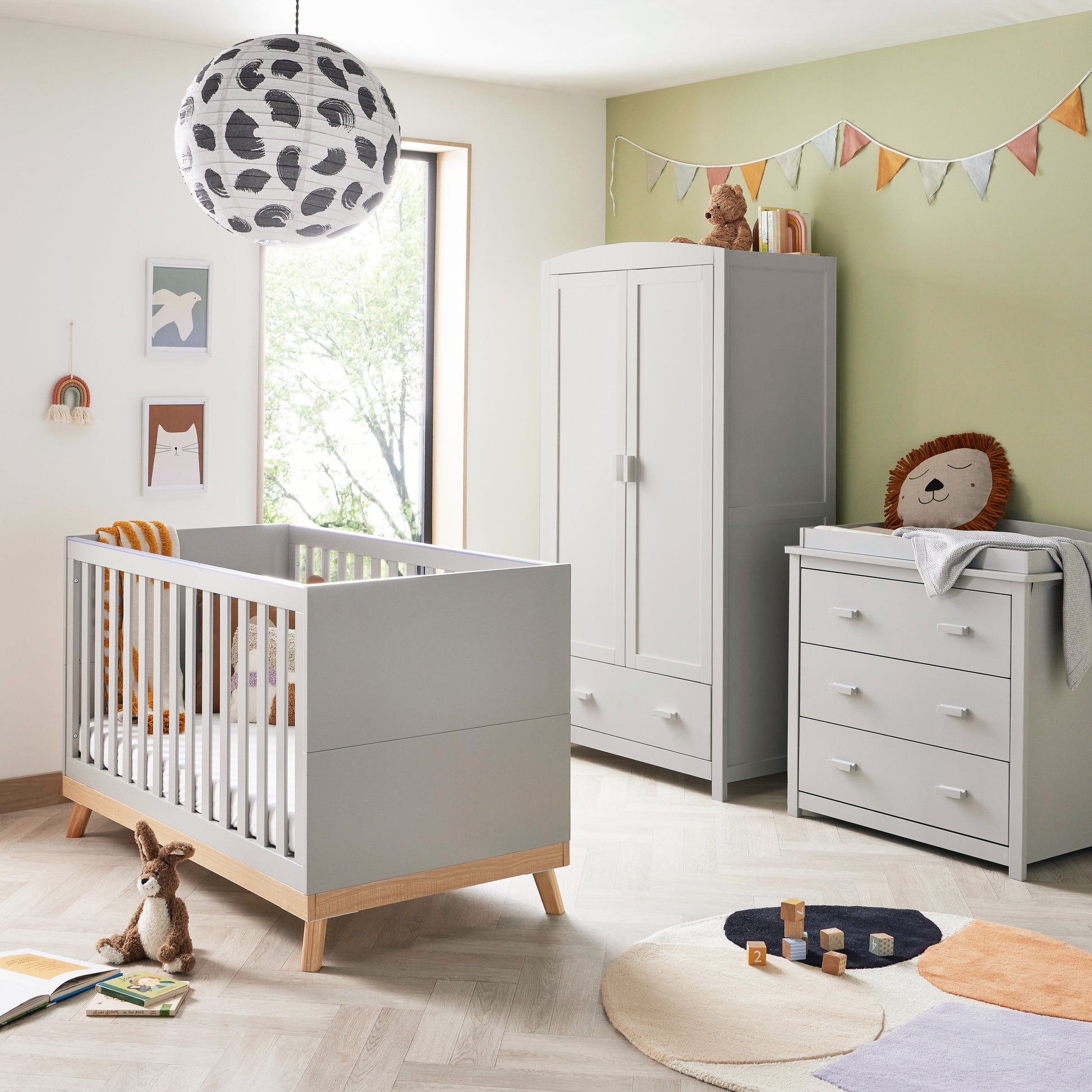 Babymore Mona 3 Piece Universal Nursery Room Set - Grey 26MGRS3