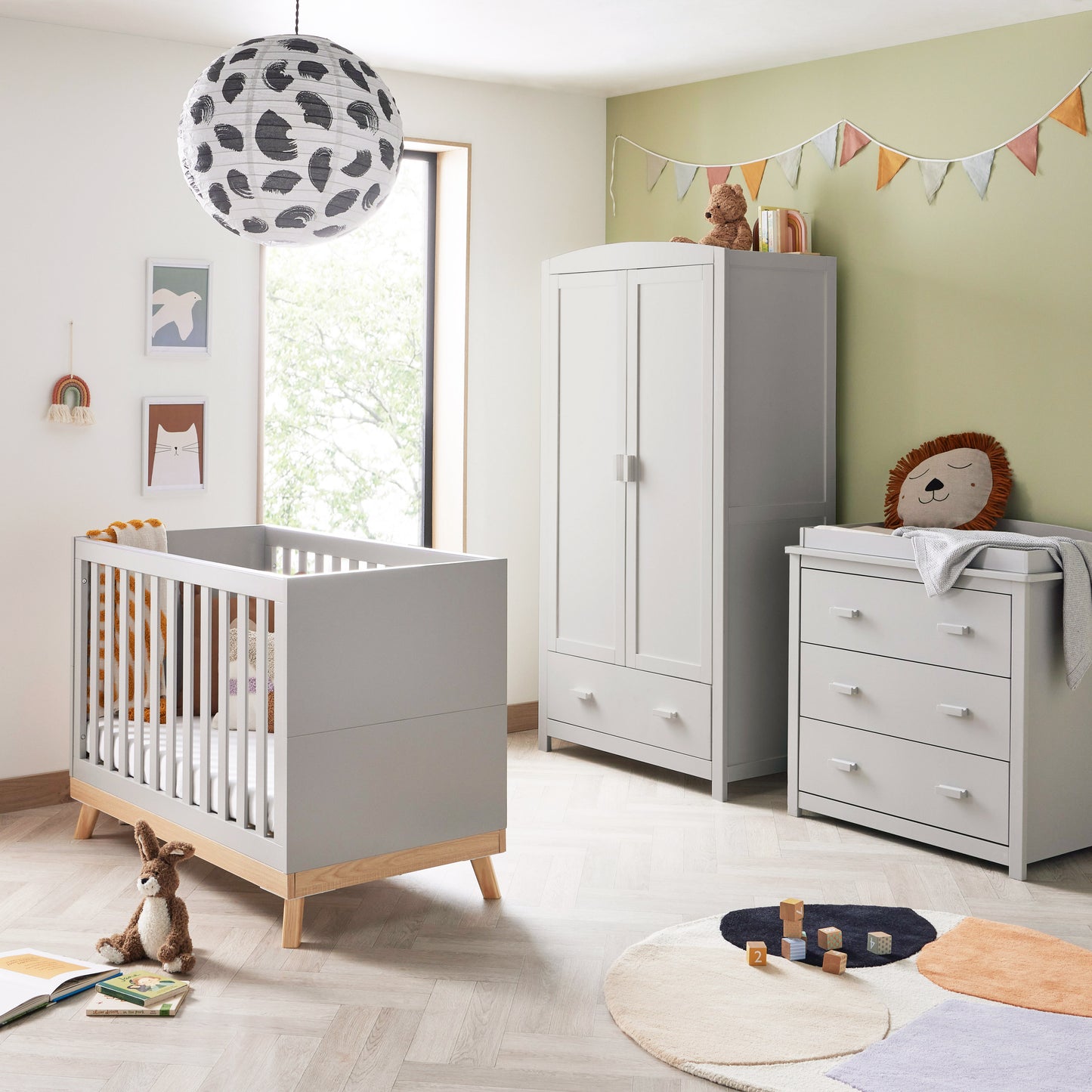 Babymore Mona Mini 3 Piece Universal Nursery Room Set - Grey 26MMGRS3
