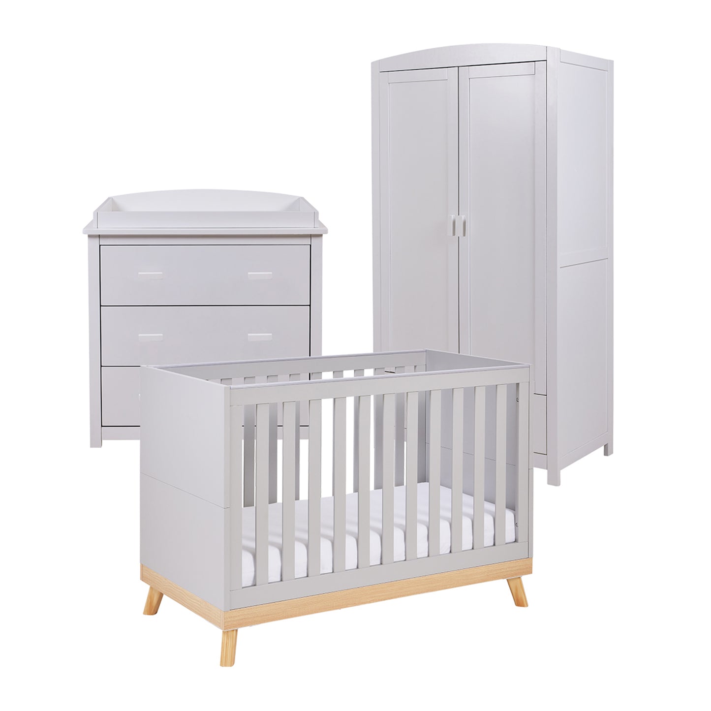 Babymore Mona Mini 3 Piece Universal Nursery Room Set - Grey 26MMGRS3