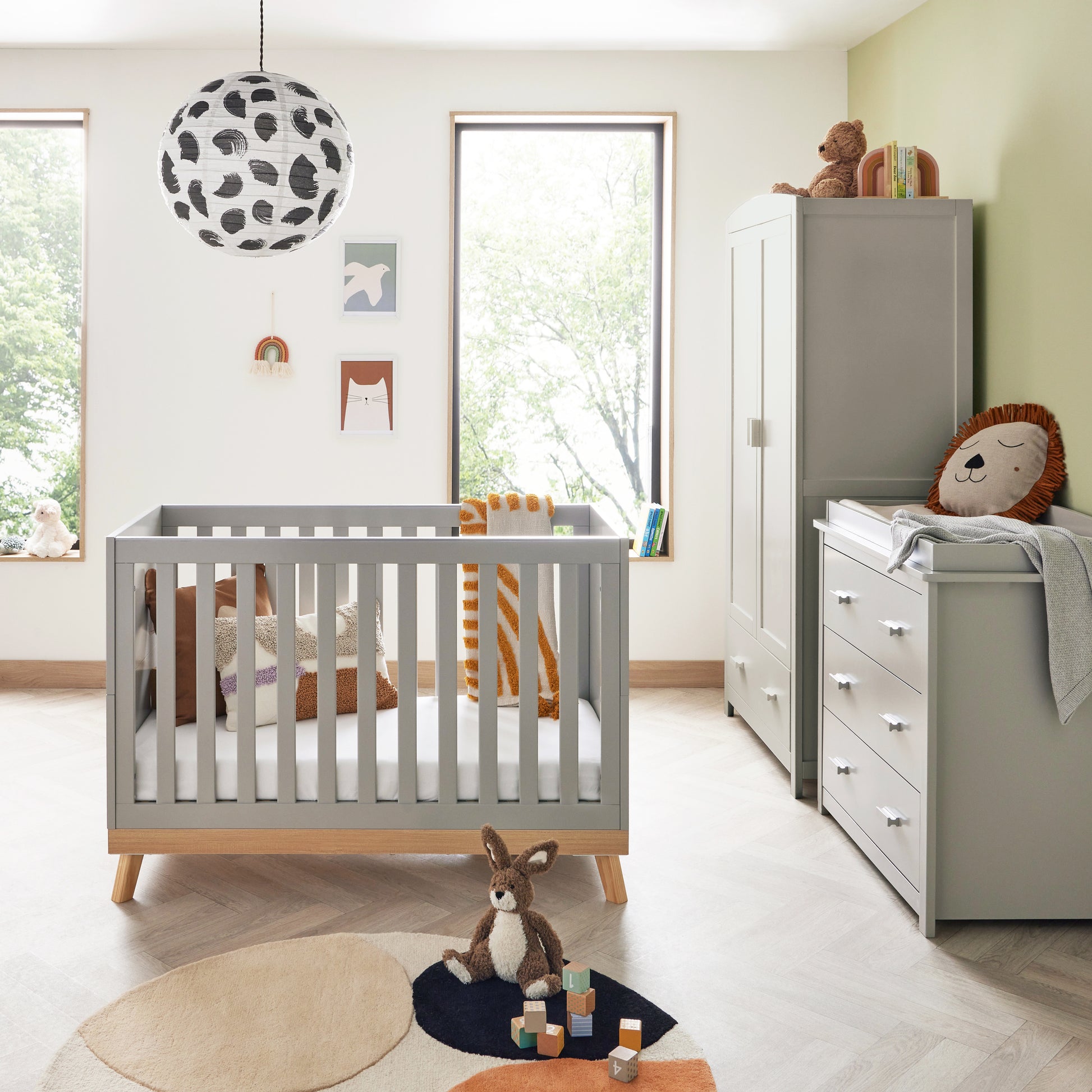 Babymore Mona Mini 3 Piece Universal Nursery Room Set - Grey 26MMGRS3