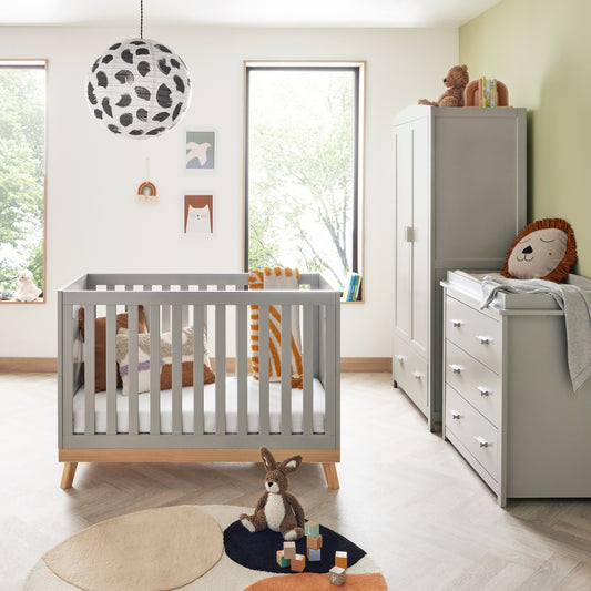 Babymore Mona Mini 3 Piece Universal Nursery Room Set - Grey 26MMGRS3