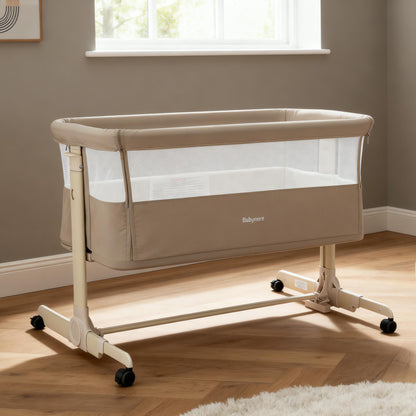 Babymore Neera Bedside Crib - Khaki