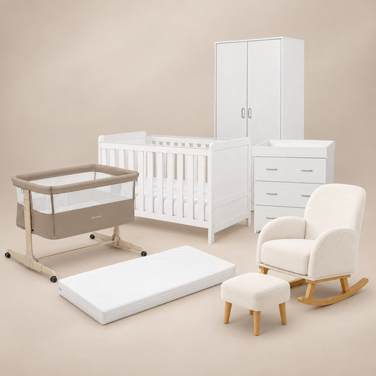 Babymore Caro White Complete Nursery Bundle 26CW3BDL1