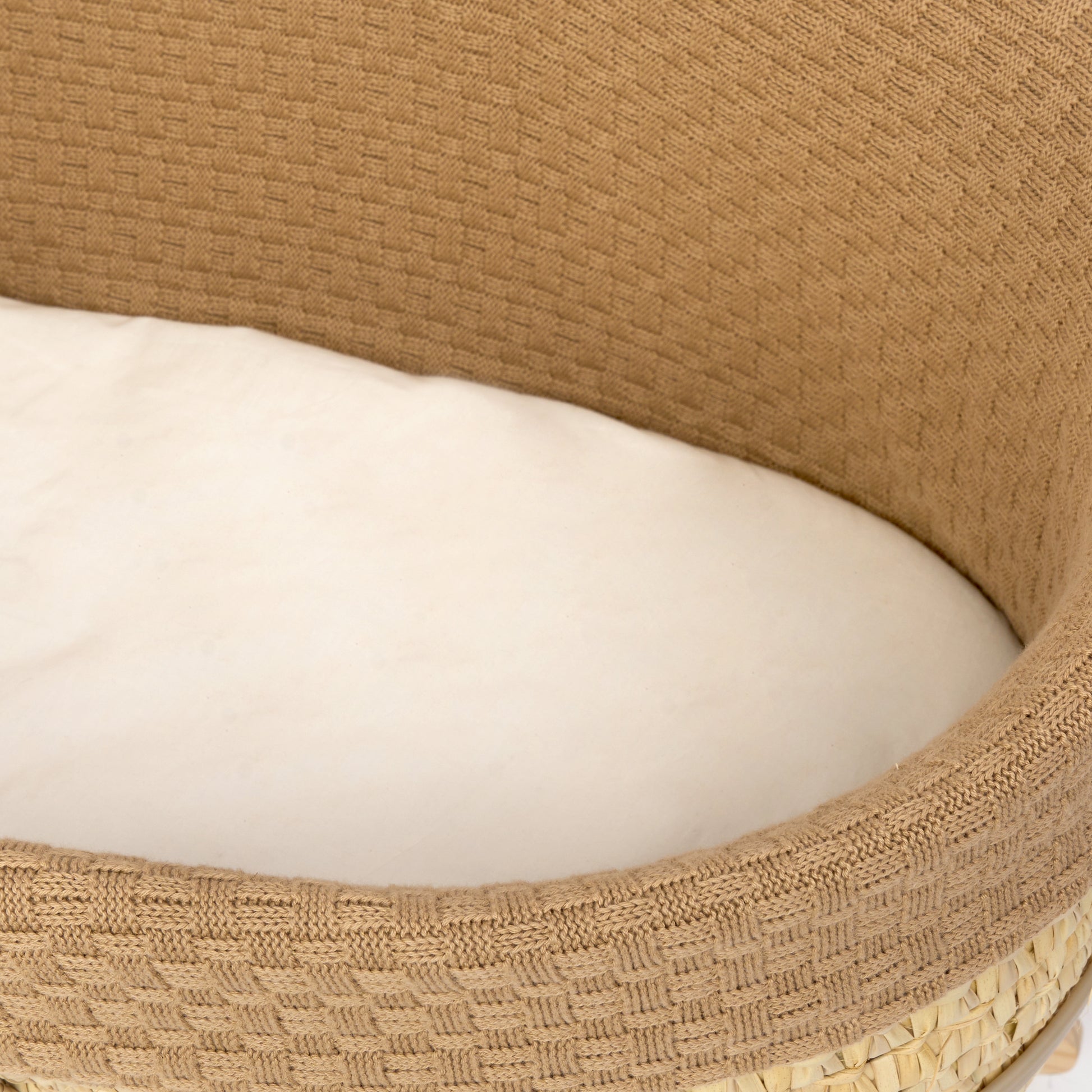 Clair de Lune Biscuit Organic Knitted Palm Moses Basket CL6336BT